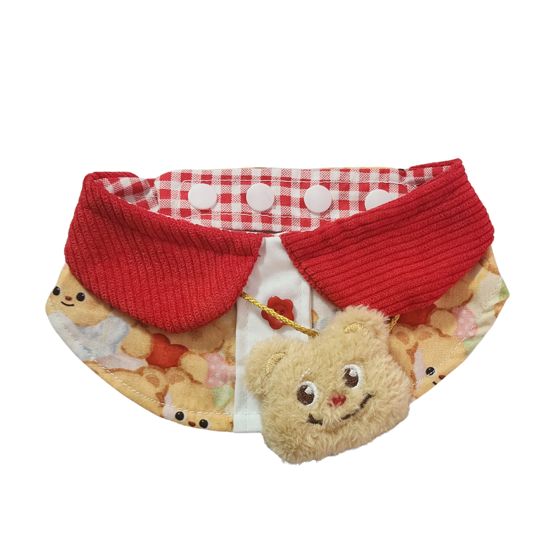 Butter Bear Vibes: The Cozy Collar Bib w/ Red Collar