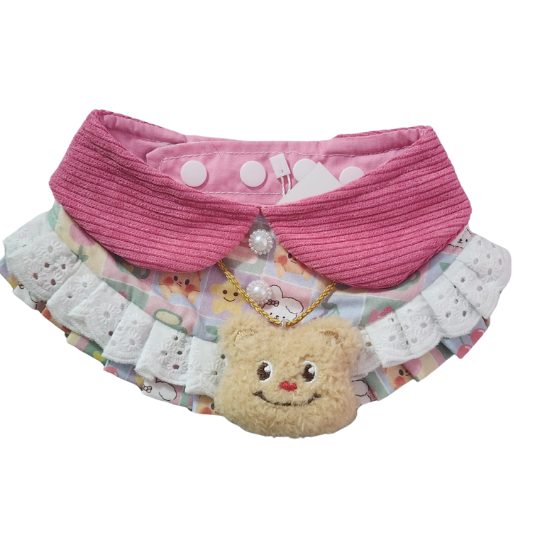 Butter Bear Vibes : Snuggle Up , Butter Bear Pink Collar w/ Pleated Trimmings