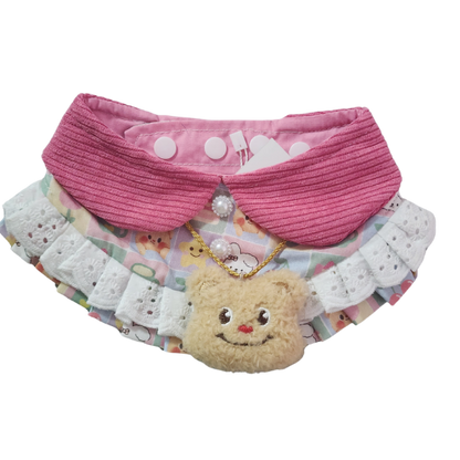 Butter Bear Vibes : Snuggle Up , Butter Bear Pink Collar w/ Pleated Trimmings