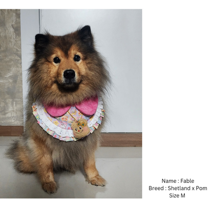 Butter Bear Vibes : Snuggle Up , Butter Bear Pink Collar w/ Pleated Trimmings